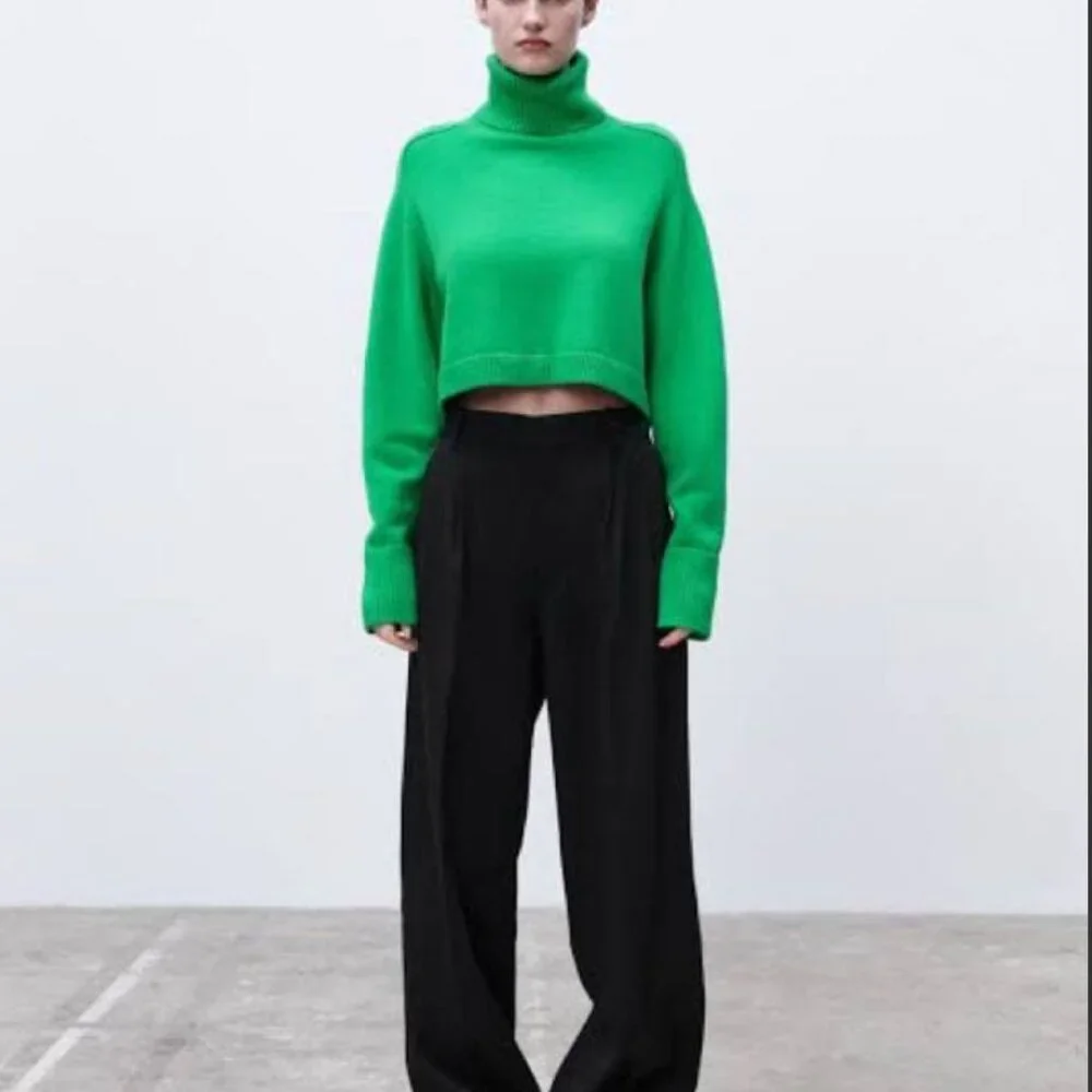 Zara High Collar Turtleneck Cropped Knit Sweater S - Picture 2 of 7